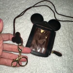 NEW NWT Black Mouse Ear Lanyard. Keychain. Card Holder. MUST BE BUNDLED